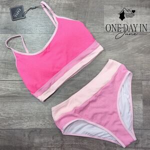 Zaful Textured Crop Bikini Swimsuit Size M